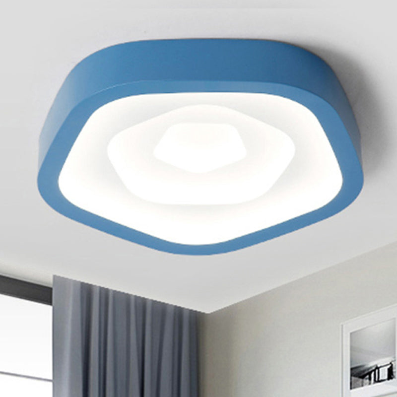 Pink/Blue/Green Pentagon Flush Ceiling Lamp Nordic 20.5" Wide LED Acrylic Flushmount Lighting