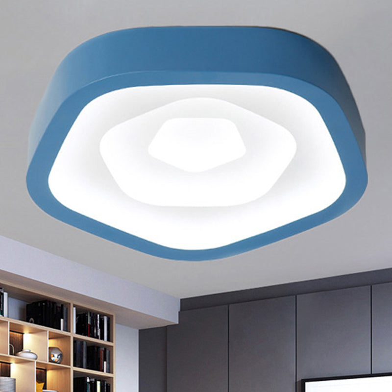 Pink / Blue / Green Pentagone Flush Ceiling Lamp Nordic 20,5 " Wide LED Acrylic Flushmount Lighting