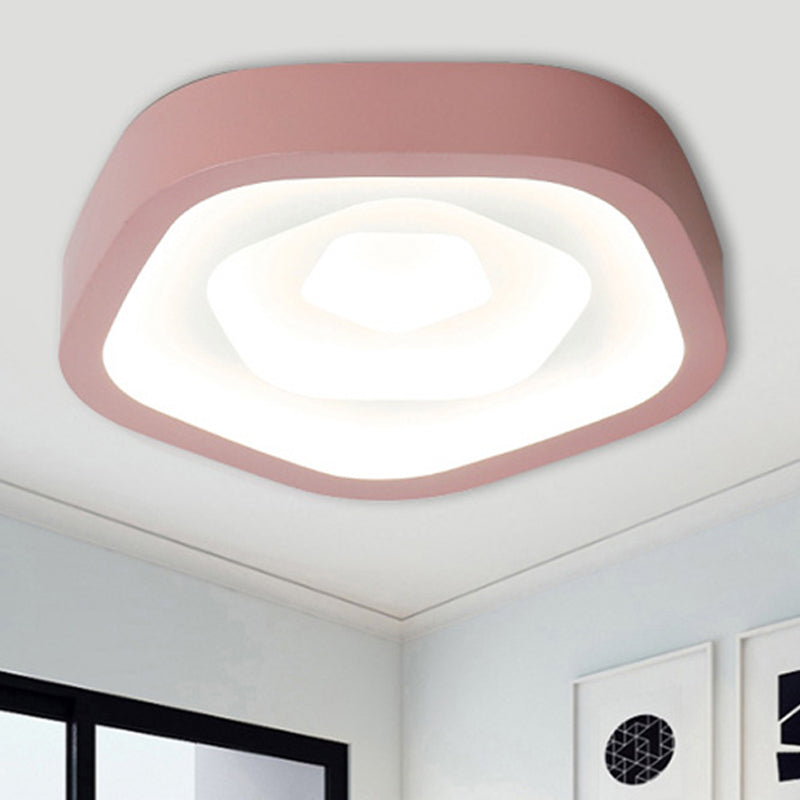 Pink / Blue / Green Pentagone Flush Ceiling Lamp Nordic 20,5 " Wide LED Acrylic Flushmount Lighting