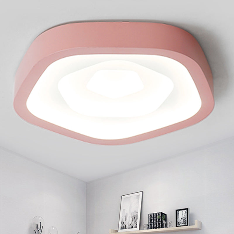 Pink / Blue / Green Pentagone Flush Ceiling Lamp Nordic 20,5 " Wide LED Acrylic Flushmount Lighting