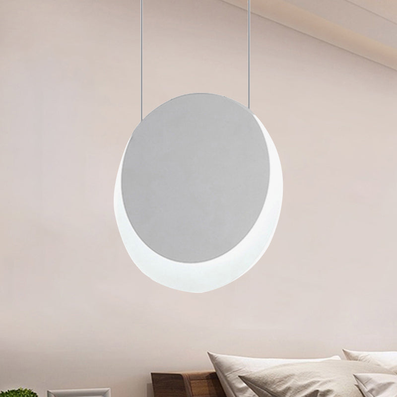 LED Pendant Light Simplicity White Suspension Pendant with Crescent Shaped Edge Acrylic Shade in Warm/White Light, 6.5"/8.5"W