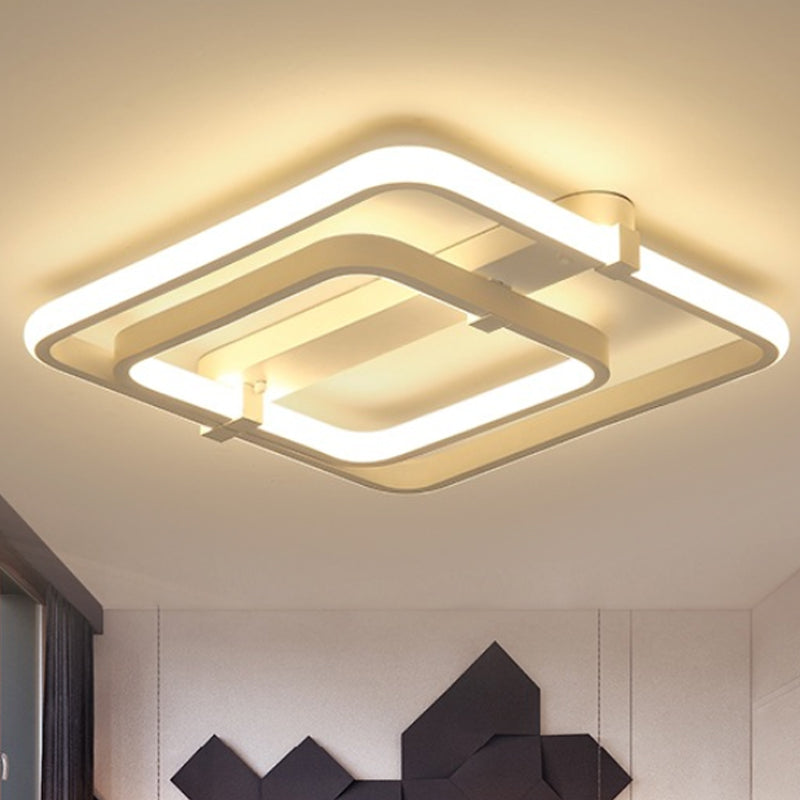 Rechteckige Acryl halb Flush Moderne 2/3 Lichter weiße LED Semi Flush Mount Deckenleuchte in weiß/warmem Licht