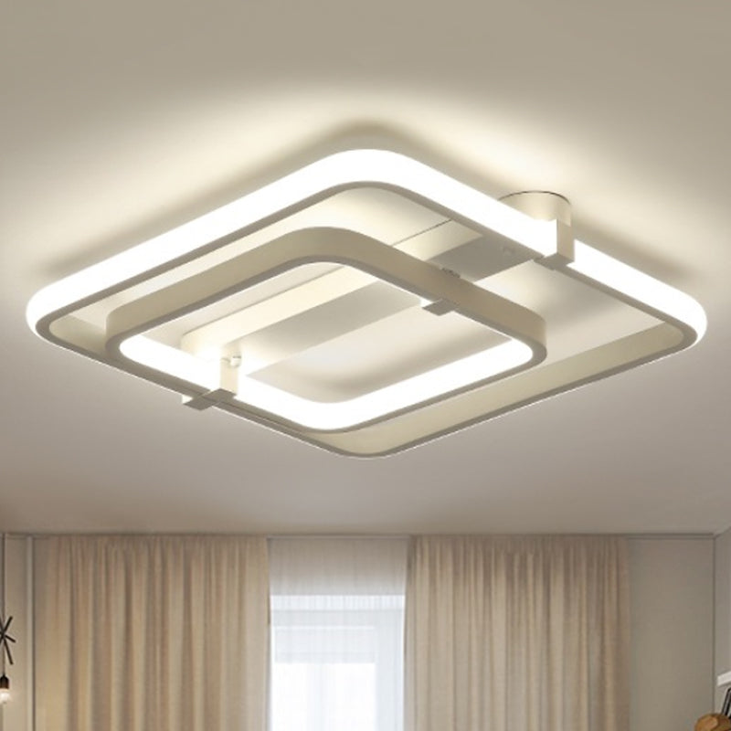 Rechthoekige acryl semi -spoel Modernistische 2/3 lichten Wit LED Semi Flush Mount plafondlamp in wit/warm licht