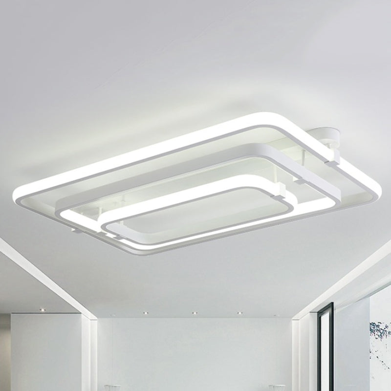 RECTANGULAIRE acrylique semi moderniste 2/3 lumières LED blanc Semi Flush Mount Assemblage de plafond en blanc / clair léger chaud