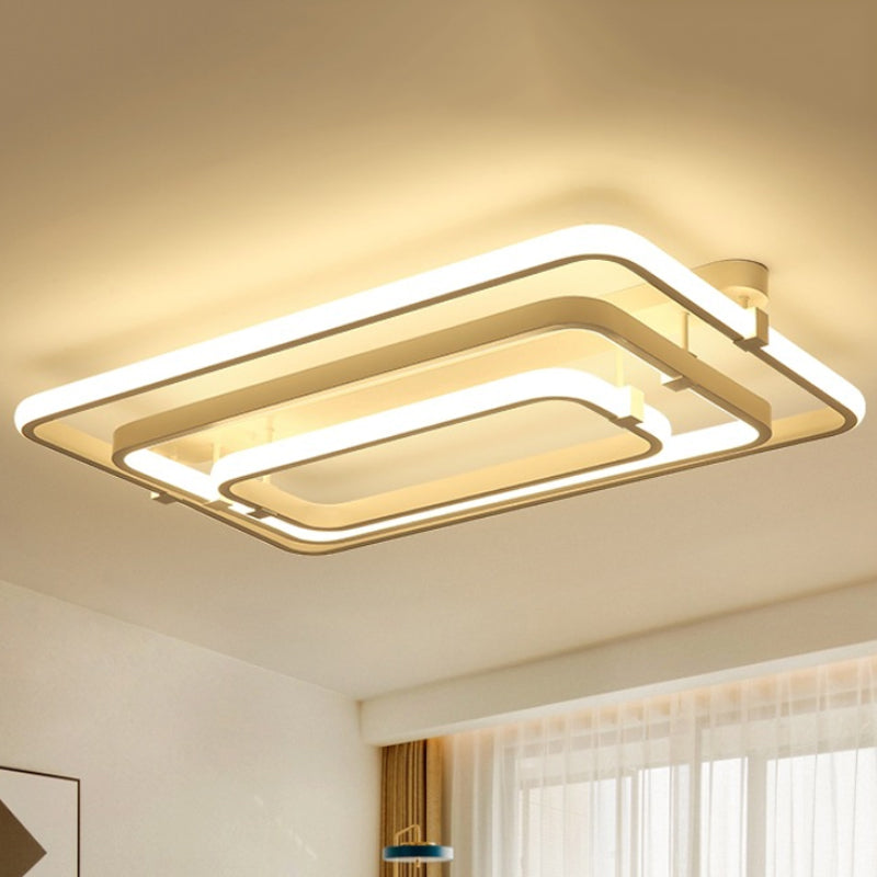 Rechteckige Acryl halb Flush Moderne 2/3 Lichter weiße LED Semi Flush Mount Deckenleuchte in weiß/warmem Licht