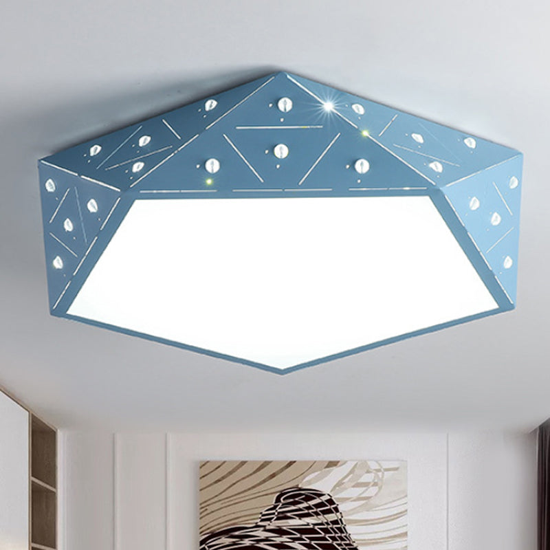 Macaron geometrisch acryl plafond gemonteerd licht 16 "/19.5" breed LED flush mount lamp in roze/blauw/geel