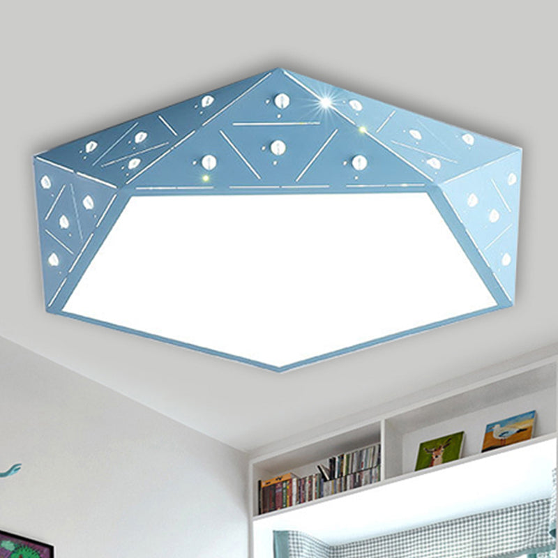 Macaron geometrisch acryl plafond gemonteerd licht 16 "/19.5" breed LED flush mount lamp in roze/blauw/geel