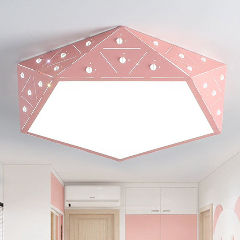 Macaron Geometrische Acryl Deckenleuchte 16 "/19.5" breite LED-Unterputz-Lampe in Pink/Blau/Gelb