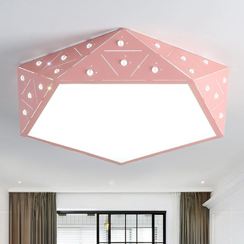 Plafonnier géométrique en acrylique Macaron, 40,6 cm/49,5 cm de large, lampe LED encastrée en rose/bleu/jaune