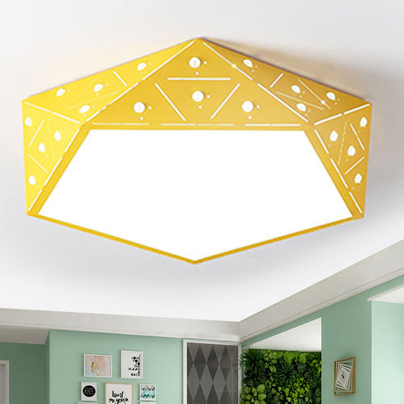 Macaron geometrisch acryl plafond gemonteerd licht 16 "/19.5" breed LED flush mount lamp in roze/blauw/geel