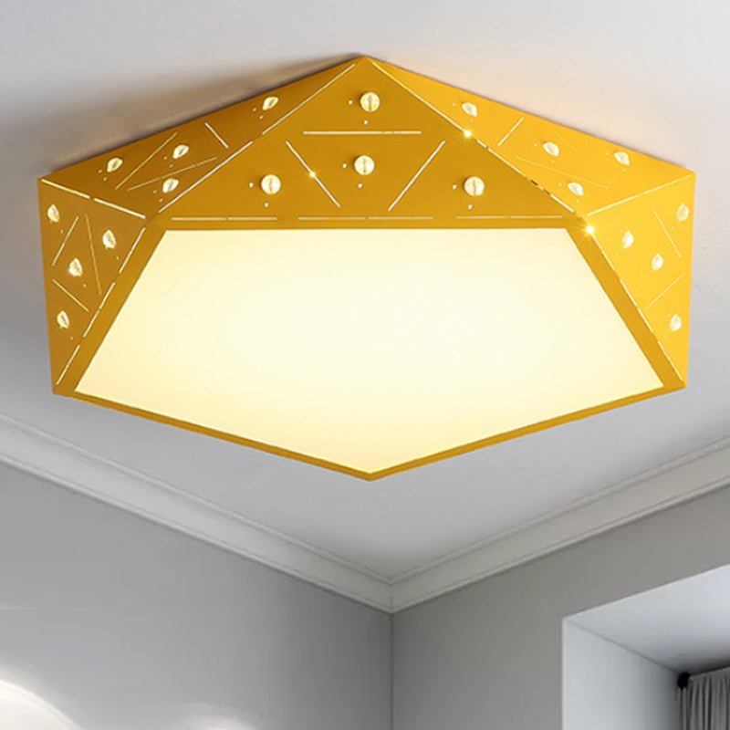 Macaron Geometric Acrylic Ceiling Mounted Light 16"/19.5" Wide LED Flush Mount Lamp in Pink/Blue/Yellow