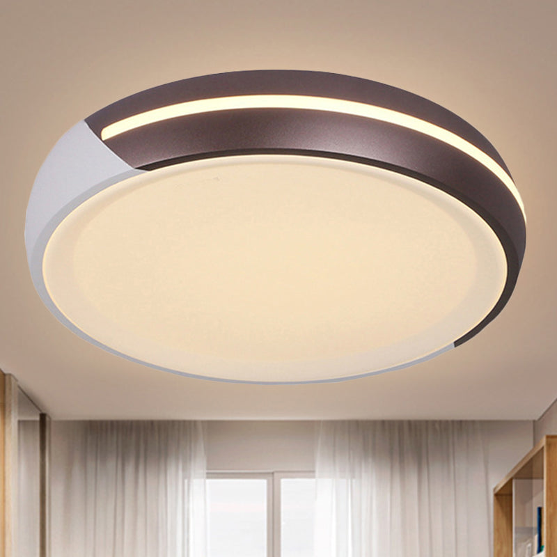 18"/21.5" Dia Round Flush Ceiling Light Simplicity Acrylic Brown LED Flush Light Fixture, Warm/White Light