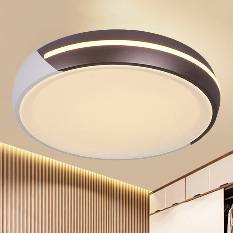 18"/21.5" Dia Round Flush Ceiling Light Simplicity Acrylic Brown LED Flush Light Fixture, Warm/White Light