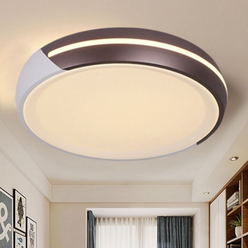 18"/21.5" Dia Round Flush Ceiling Light Simplicity Acrylic Brown LED Flush Light Fixture, Warm/White Light