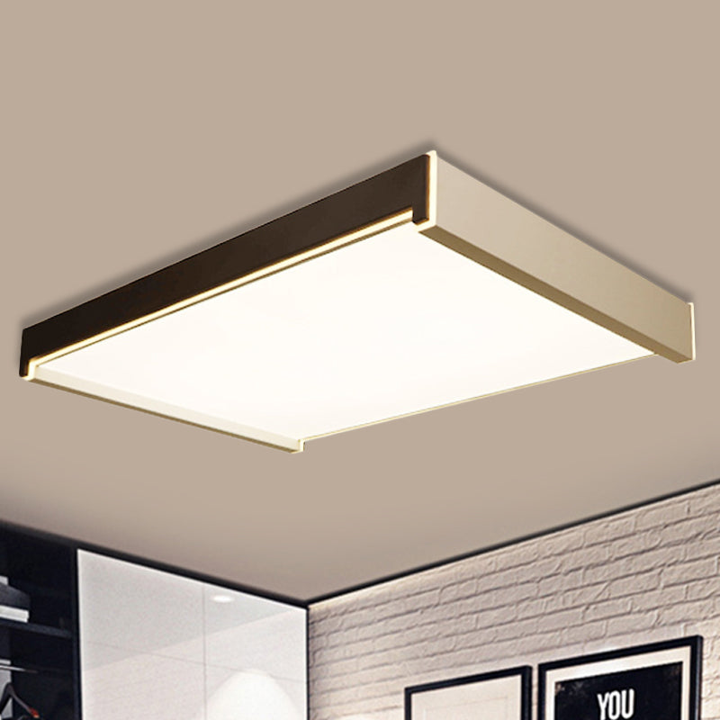 Rectangular Acrylic LED Flush Light Modern 19.5"/27"/29.5" Wide White Flush Ceiling Fixture, Warm/White/Natural Light