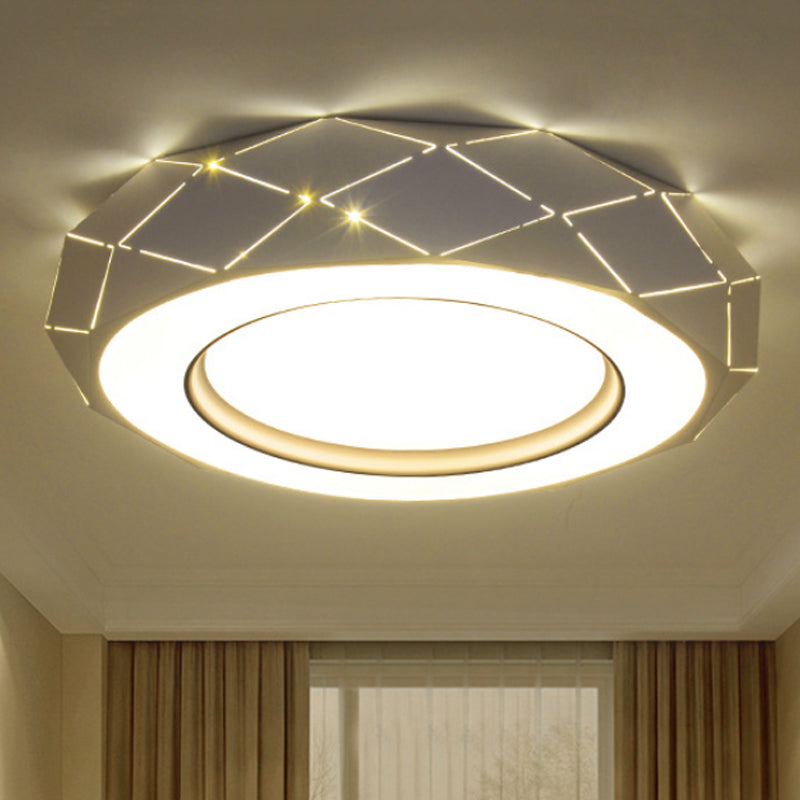 Hollowed Out Acrylic Shade Flush Mount LED Flush Ceiling Light in White, 11"/19.5"/24.5" Wide