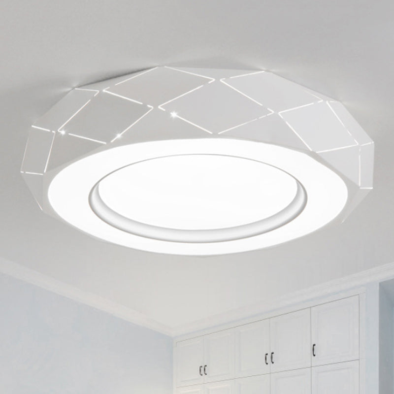 Hollowed Out Acrylic Shade Flush Mount LED Flush Ceiling Light in White, 11"/19.5"/24.5" Wide