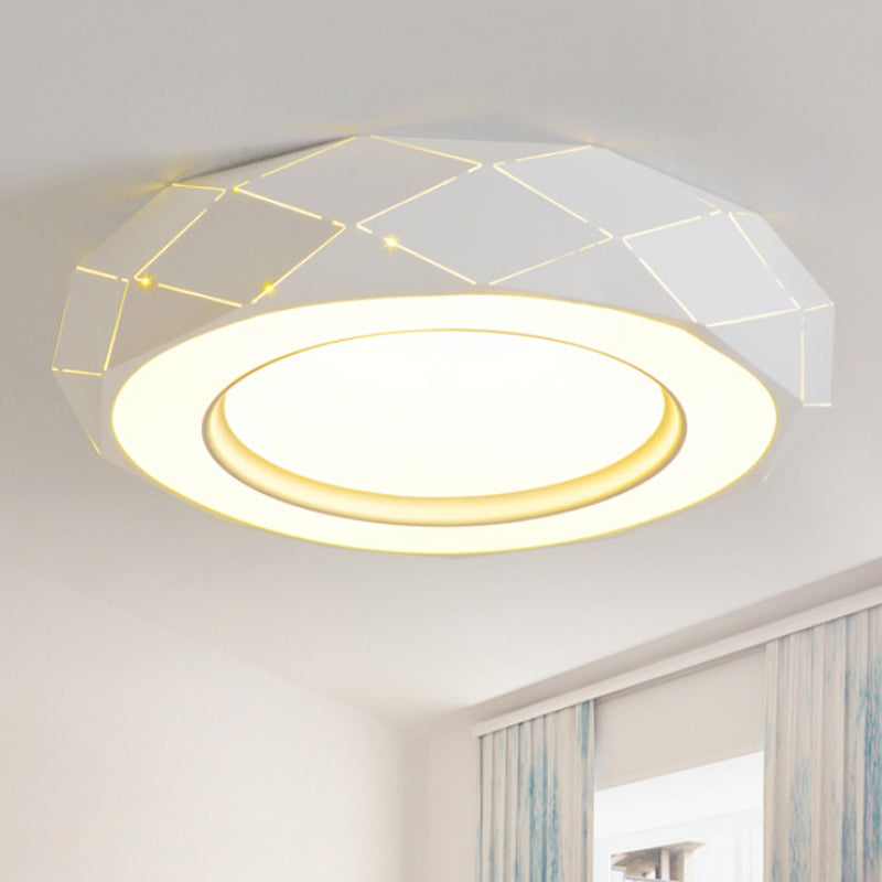 Hollowed Out Acrylic Shade Flush Mount LED Flush Ceiling Light in White, 11"/19.5"/24.5" Wide