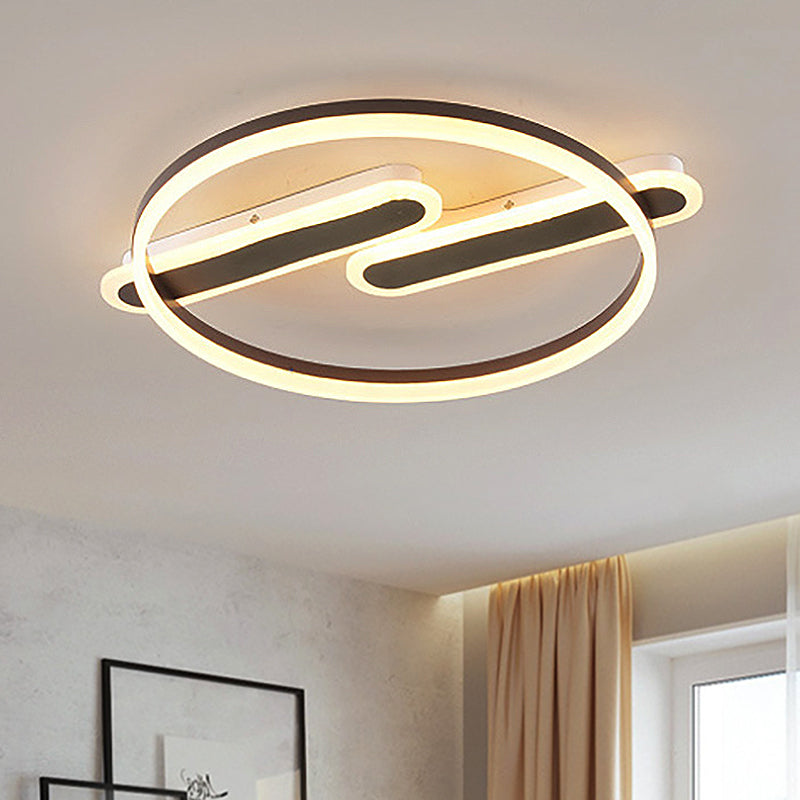 Sphère métallique Flush Mount Lighting Contemporary Led Brown Flush Mount Ceiling Light Fixture in White / Warm Light