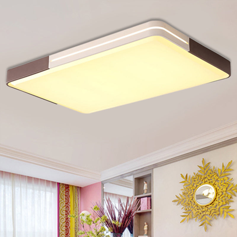 LED-Unterputzlampe für das Wohnzimmer mit quadratischem/rechteckigem Acrylschirm. Modernistische weiße Unterputz-Deckenleuchte in weißem/warmem Licht, 19"/38" breit