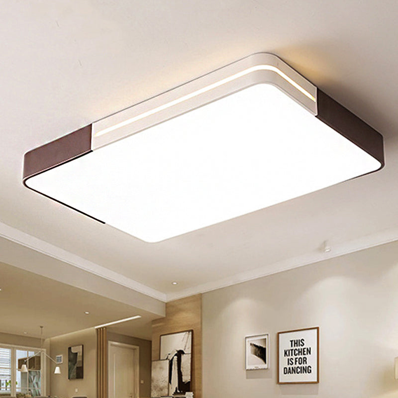 Lampada da incasso a LED per soggiorno con paralume acrilico quadrato/rettangolare Lampada da soffitto modernista bianca con montaggio ad incasso in luce bianca/calda, larghezza 19"/38"