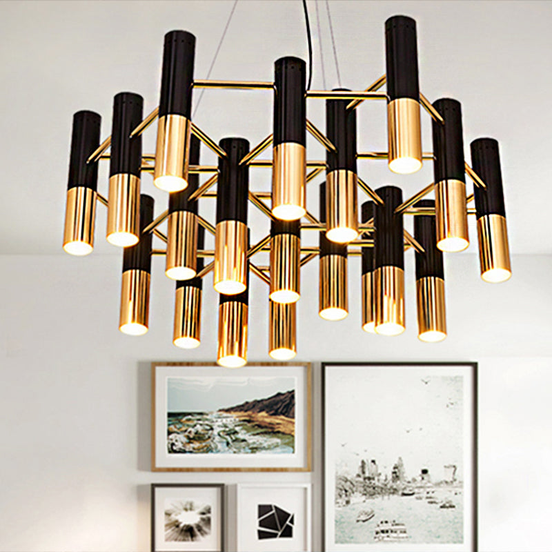 Tube Chandelier Light Modern Metal 7/13/19 Lights Gold Hanging Ceiling Lamp in Warm Light for Living Room