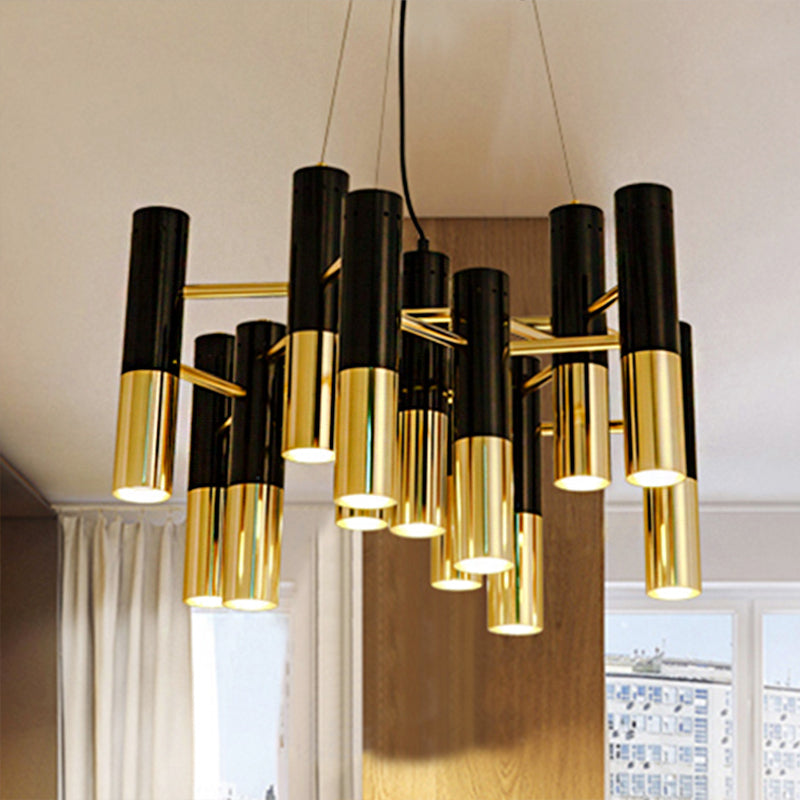 Tube Chandelier Light Modern Metal 7/13/19 Lights Gold Hanging Ceiling Lamp in Warm Light for Living Room