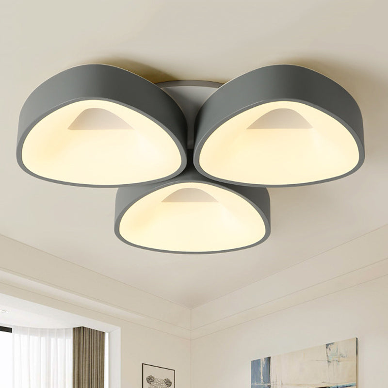 Grey Coconut Shell Flush Light Fixture Nordic 3/5 Lights Acrylic Ceiling Lamp in White/Warm/Natural Light