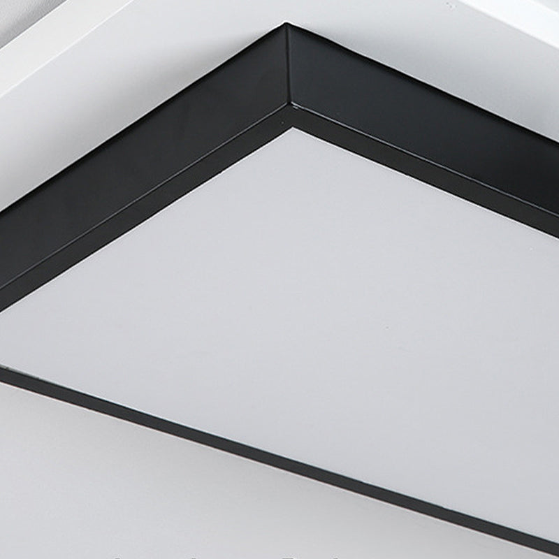 Lámpara de montaje de color negro y blanco Rectangular Modernista Led 21.5 "/35.5" de ancho de montaje de techo de montaje de metal para sala de estar en luz blanca/cálida