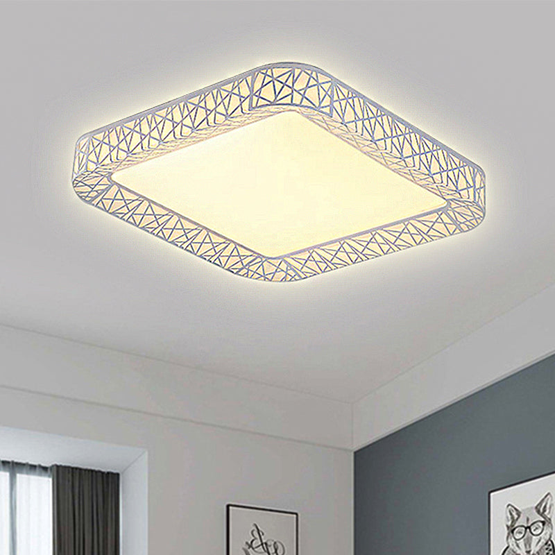 Cuadrado/Rectangular Acrílico de montaje de lámpara de montaje modernista led de luz de techo de montaje de color blanco con difusor de Frosted, 19,5 "/25" /35.5 "