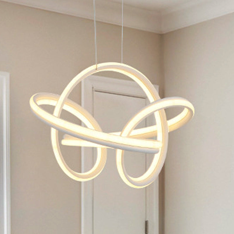 Seamless Curve Chandelier Light Simple Acrylic White/Coffee LED Ceiling Pendant Light for Living Room