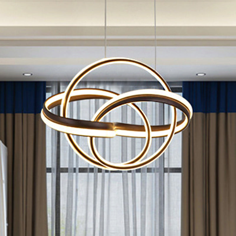 Seamless Curve Chandelier Light Simple Acrylic White/Coffee LED Ceiling Pendant Light for Living Room