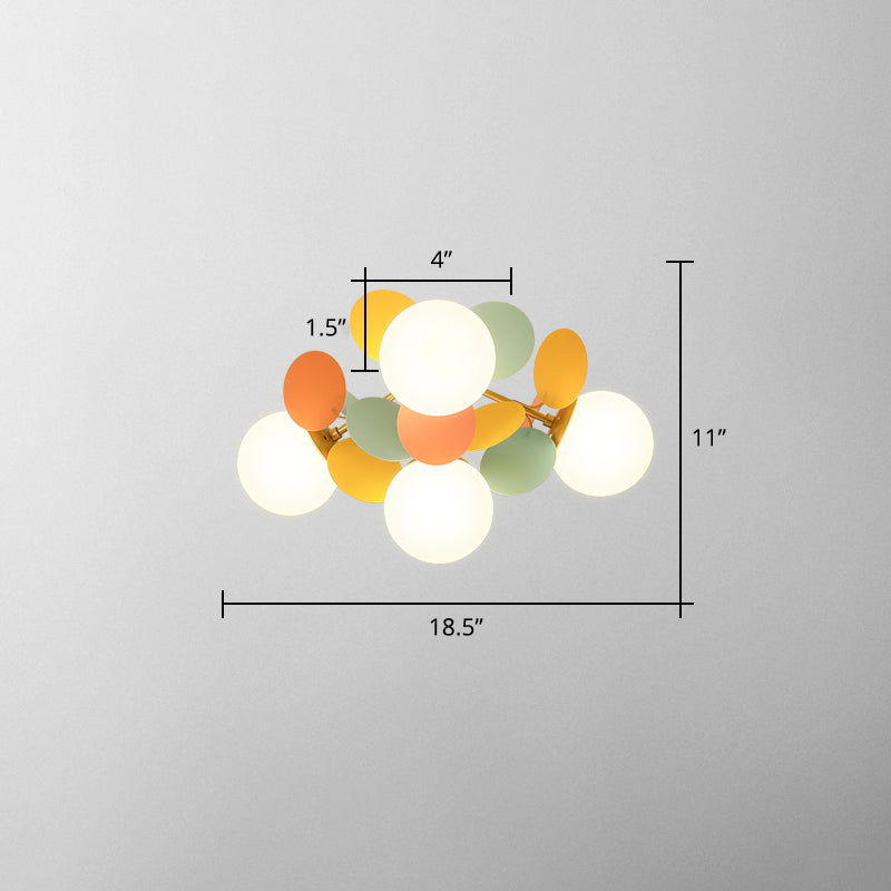 Kreis Kinderraum halb bündiger Kraut weißer Glas kreativer Deckenleuchte in Weiß