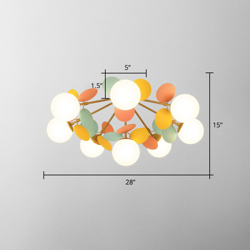 Circle kinderkamer semi -spoel kroonluchter wit glas creatief plafondlamp in het wit