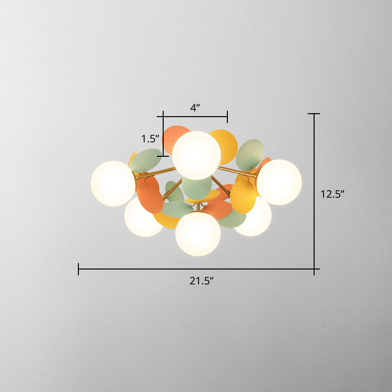 Kreis Kinderraum halb bündiger Kraut weißer Glas kreativer Deckenleuchte in Weiß