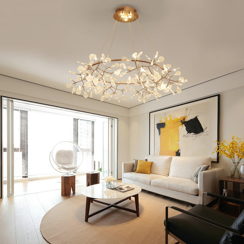 Designer Heracleum Chandelier Acrylique Living Room LED PRENDANT LIGHT DIMPLUAT EN BRONZE