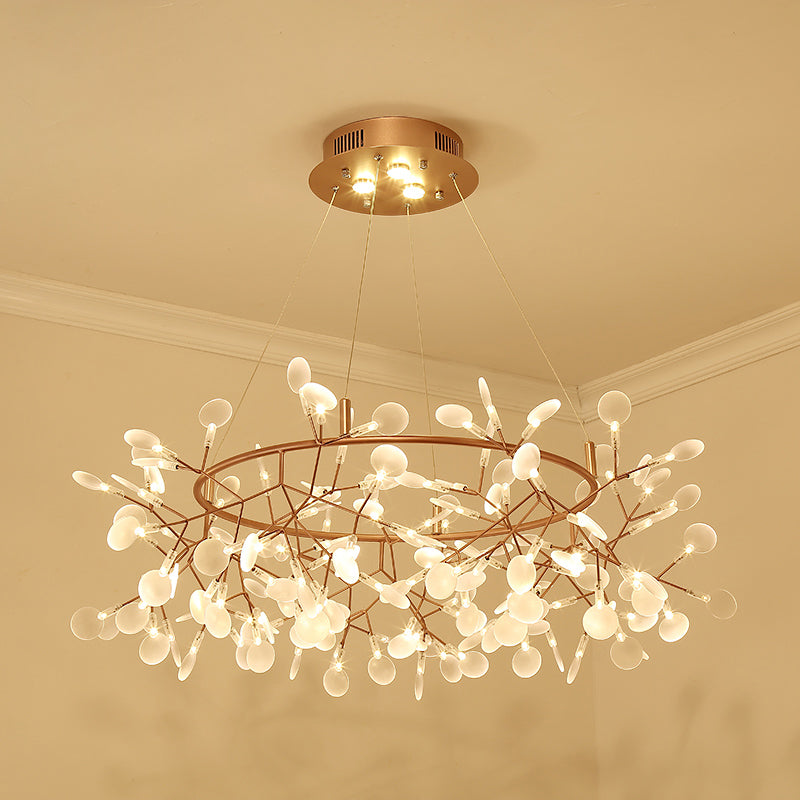 Designer Heracleum Chandelier Acrylique Living Room LED PRENDANT LIGHT DIMPLUAT EN BRONZE