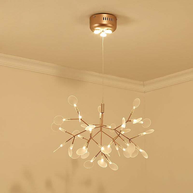 Designer Heracleum Chandelier Acrylique Living Room LED PRENDANT LIGHT DIMPLUAT EN BRONZE