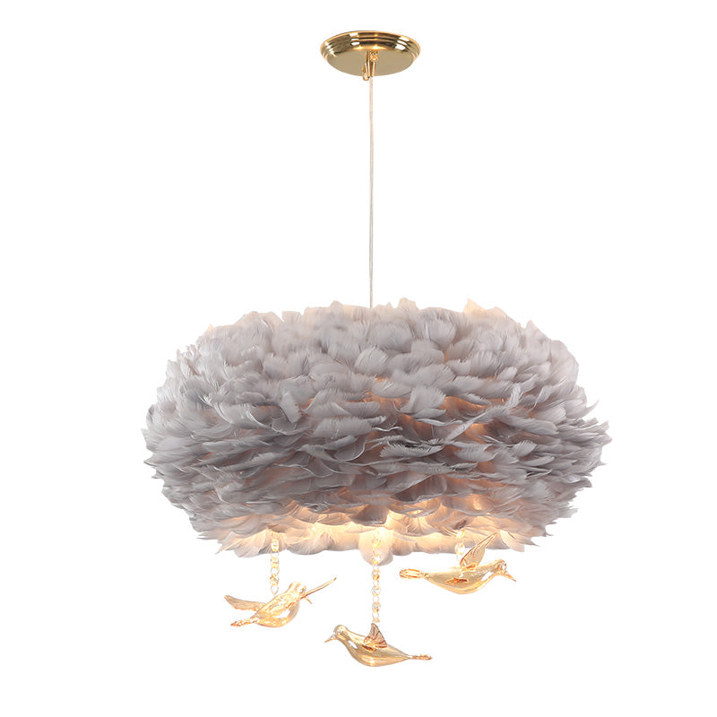 Lustre de lustre en forme de nid de plumes