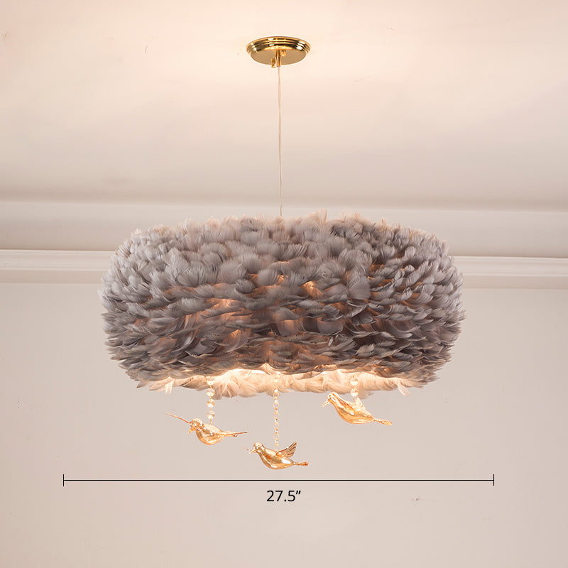 Lustre de lustre en forme de nid de plumes