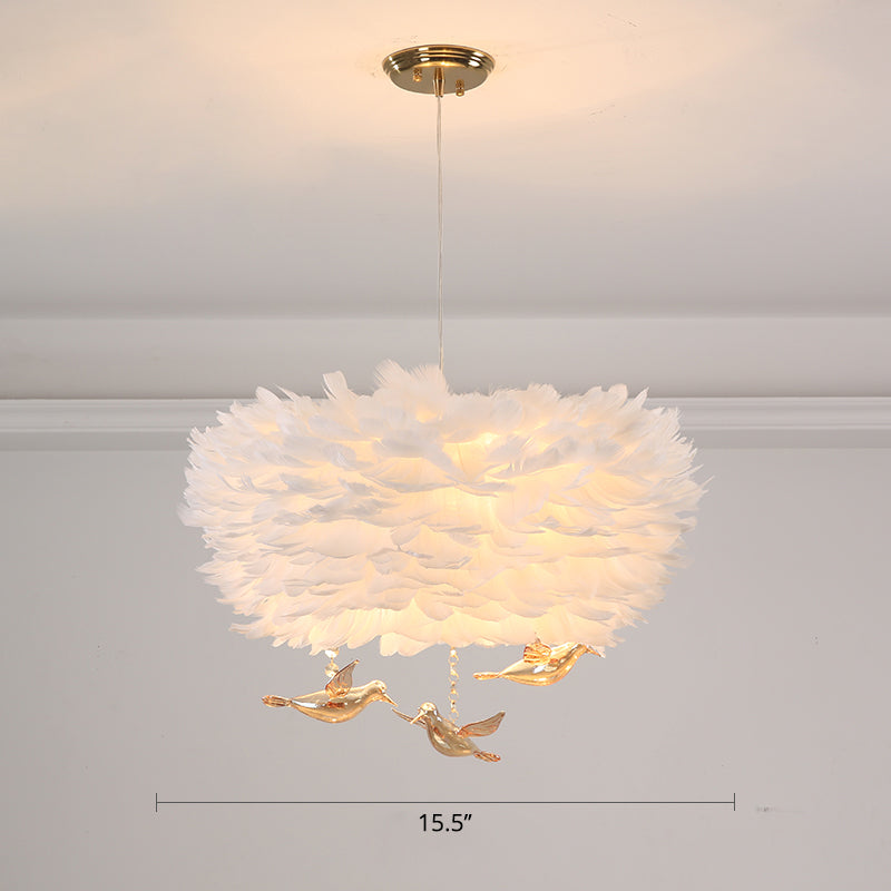 Lustre de lustre en forme de nid de plumes