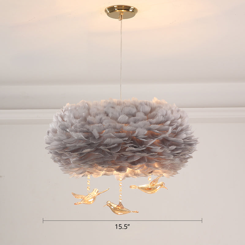 Lustre de lustre en forme de nid de plumes