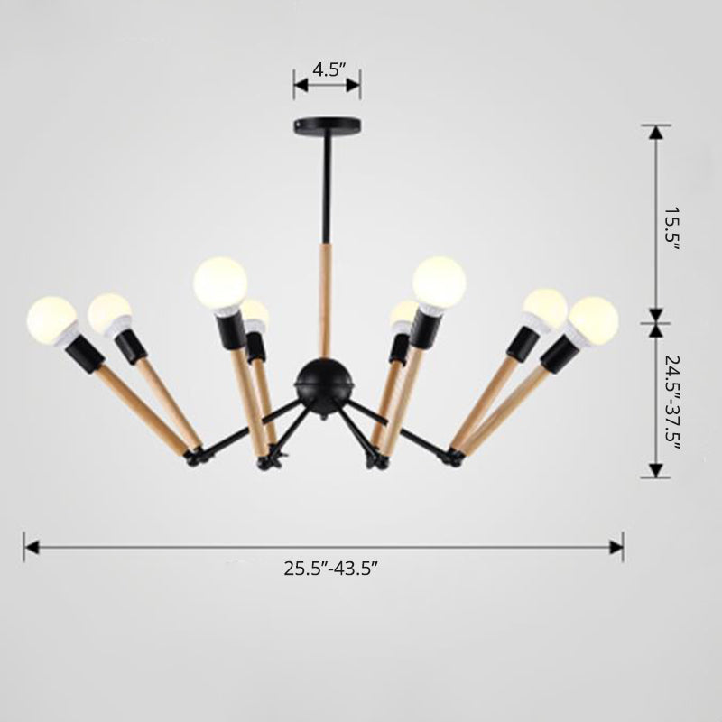 Lámpara de araña de lámpara de madera y madera.