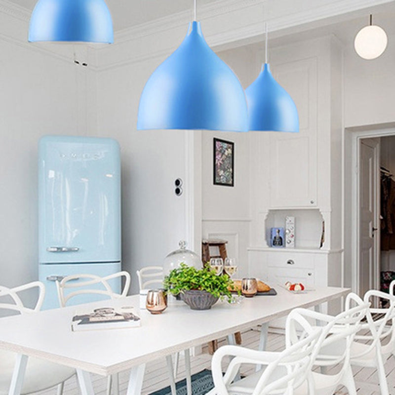 Droplet Restaurant Suspension Lamp Aluminum 1 Head Macaron Stylish Pendant Light