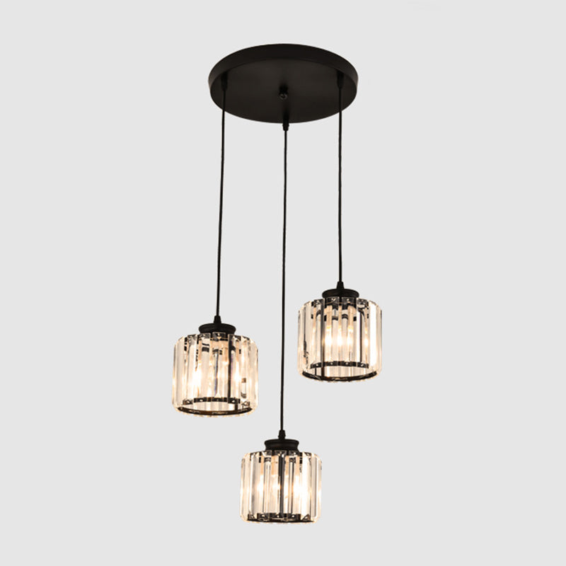 Prismatic Crystal cylindrique suspendue Light Contemporain Cluster Pendant Light pour les escaliers