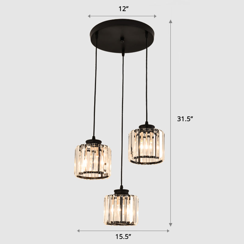 Prismatic Crystal cylindrique suspendue Light Contemporain Cluster Pendant Light pour les escaliers