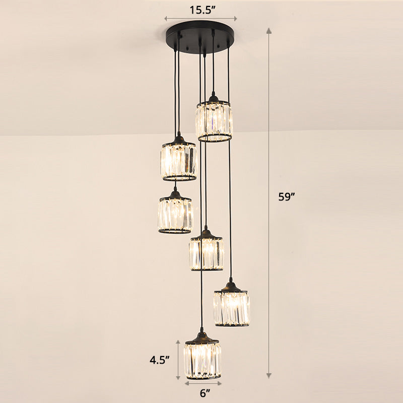 PRISMATIC Crystal Cilindrico appeso a sospensione Cluster Contemporary Pendant Light for Scales