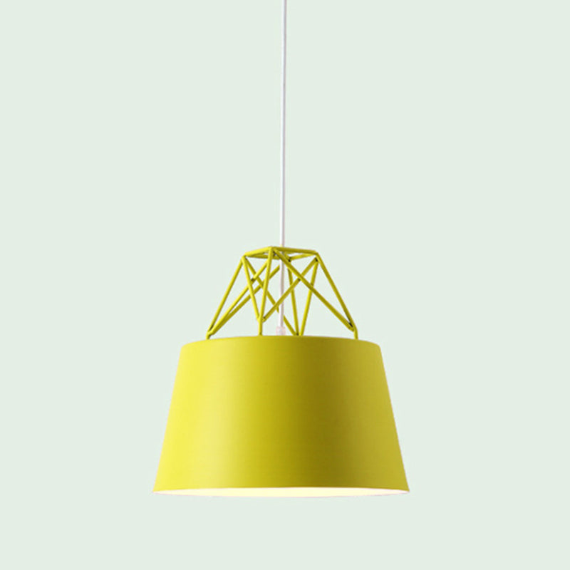 Macaron Tapered Pendant Lighting Fixture Metal Single-Bulb Cafe Ceiling Suspension Lamp