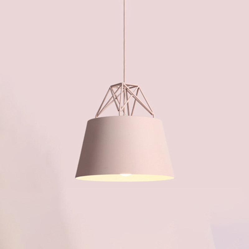 Macaron Tapered Pendant Lighting Fixture Metal Single-Bulb Cafe Ceiling Suspension Lamp