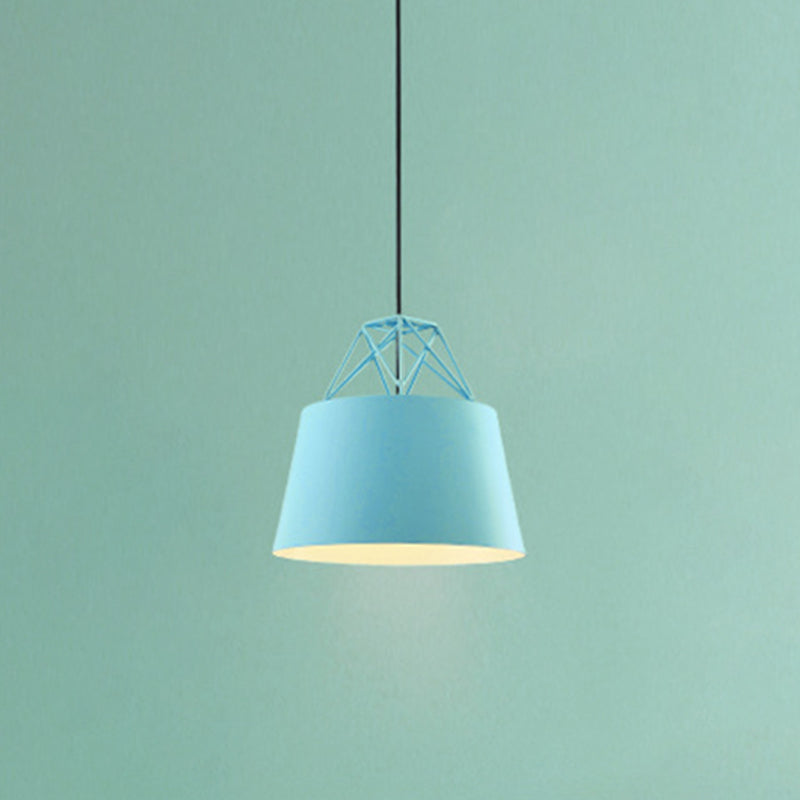 Macaron Tapered Pendant Lighting Fixture Metal Single-Bulb Cafe Ceiling Suspension Lamp